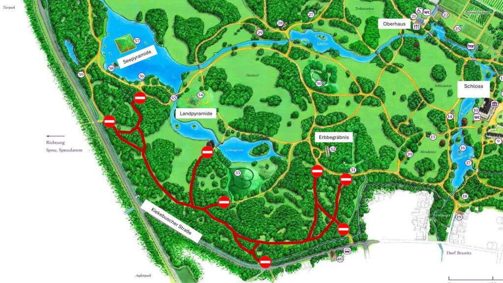 Plan Sperrung Parkwege im Branitzer Park